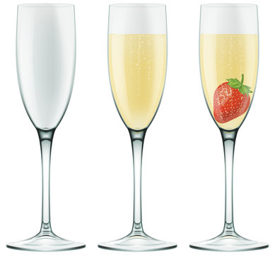 Champagne flutes. Photo-realistic vector illustration.