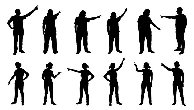 people pointing silhouettes