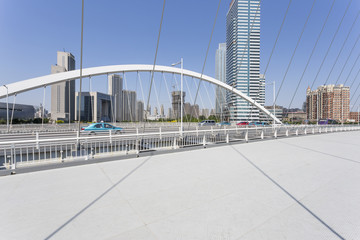 modern bridge and empty road floor