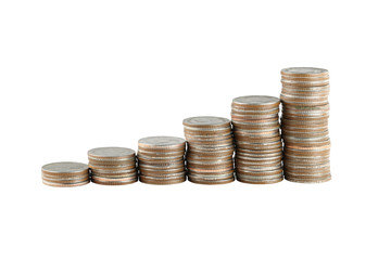 silver coin stack in concept of business growth.