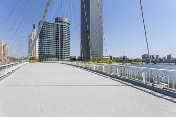 modern bridge and empty road floor