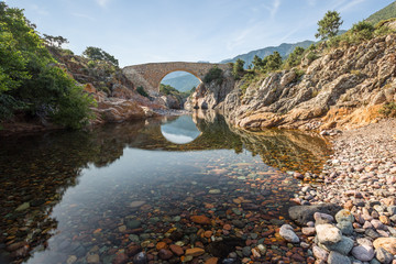 Ponte Vecchiu bridge over Fango river in Corsica