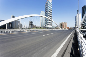 modern bridge and empty road floor