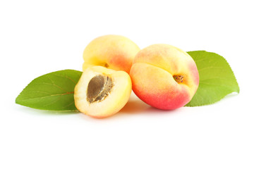 Fresh apricots isolated on a white