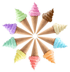 Ice cream wafer cone sundae dessert isolated