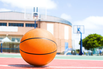 ball in basketball field