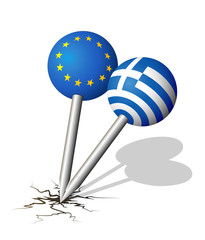 Pin Greece flag and the European Union flag
EURO crisis
Vector illustration isolated on white background
