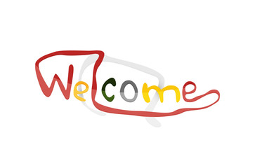Welcome word, drawn lettering typographic element