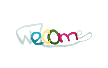 Welcome word, drawn lettering typographic element