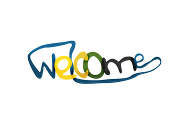 Welcome word, drawn lettering typographic element