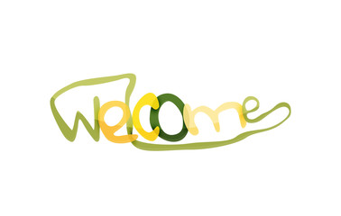 Welcome word, drawn lettering typographic element