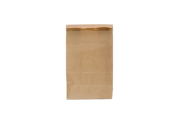 recycle brown paper bag isolated on white background with clipping path