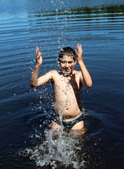 boy swims