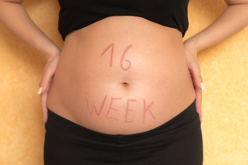 Babybauch einer Schwangeren in der 16 te Woche