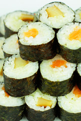 Sushi with salmon and eel closeup
