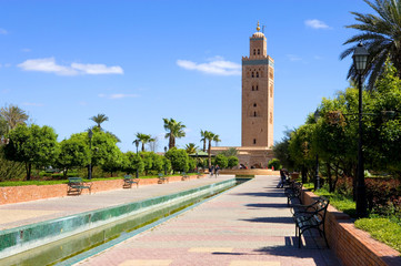 Morocco,  Marrakech, the minaret of the great Koutoubia mosque, XII century