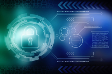 Security concept: Lock on digital screen, contrast, 3d render
