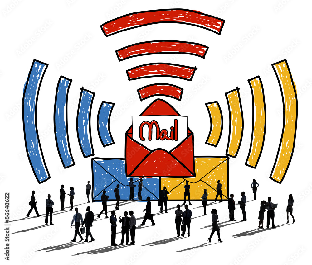 Poster email message inbox letter communication concept