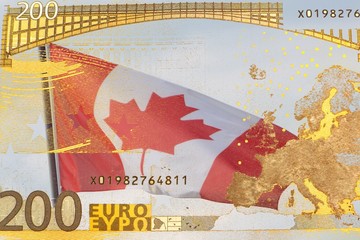 CETA - Comprehensive Economic and Trade Agreement
Kanadische Flagge hinter einem durchscheinenden Eurogeldschein
