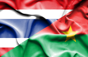 Waving flag of Burkina Faso and Thailand