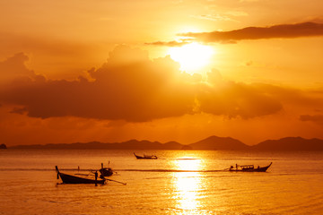 Fototapeta na wymiar Sunset at the sea, Krabi, Thailand