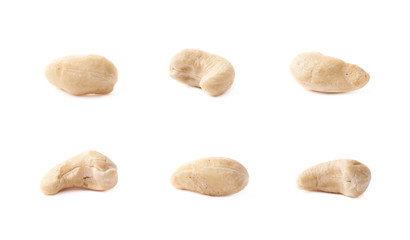 Single cashew nuts isolated
