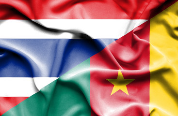 Waving flag of Cameroon and Thailand