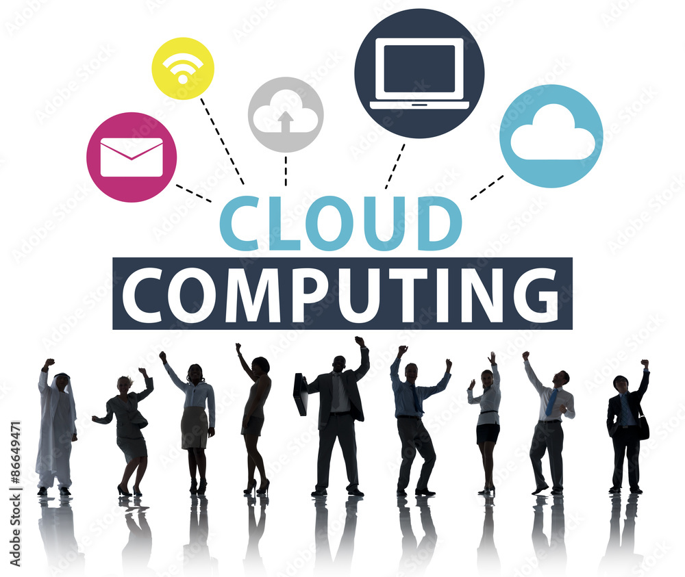 Poster cloud computing network online internet storage concept
