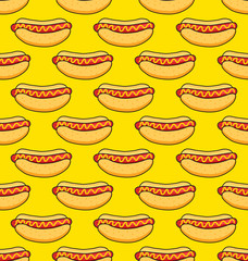 hot dogs on yellow background