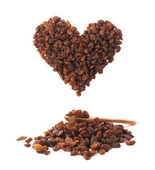 Heart shape made of raisins
