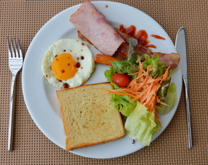 breakfast set on the dish