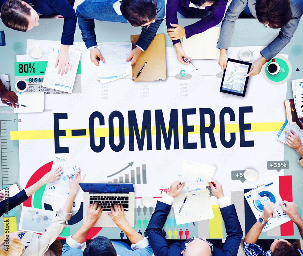 Poster e-commerce networking global communication website concept