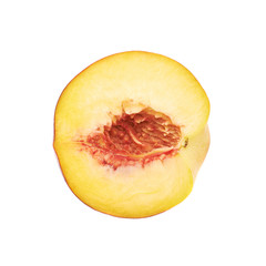 Half of a peach fruit isolated