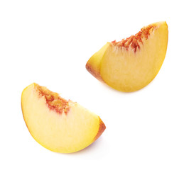 Peach fruit's slice isolated