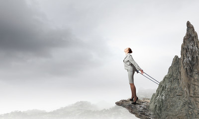 Obraz premium Roped businesswoman