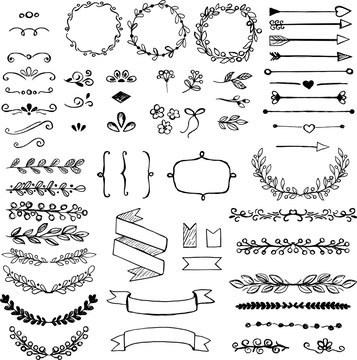 Set of doodle design elements