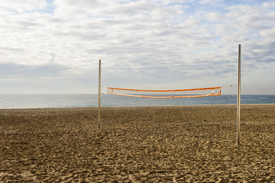 Volleyball net in the beach