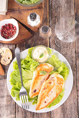 roasted chicken breast and salad