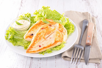 roasted chicken breast and salad
