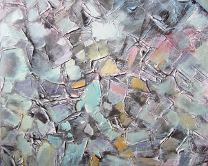 Abstract  painting. Land with bird's-eye view. Land from above the clouds.  Grunge background. Brush stroke texture units. Picture for the interior, as part of wall decorations.