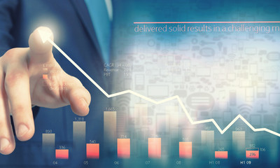 Business and finance chart and finger