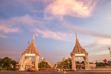 sunset at gate of phraphuttabath temple , saraburi , Thailand