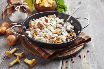 Chicken fillet with mushrooms and cream