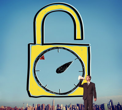 Time Unlock Alarm Clock Punctual Stopwatch Concept
