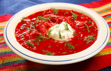 Tomato soup with sour cream, pottage tomato