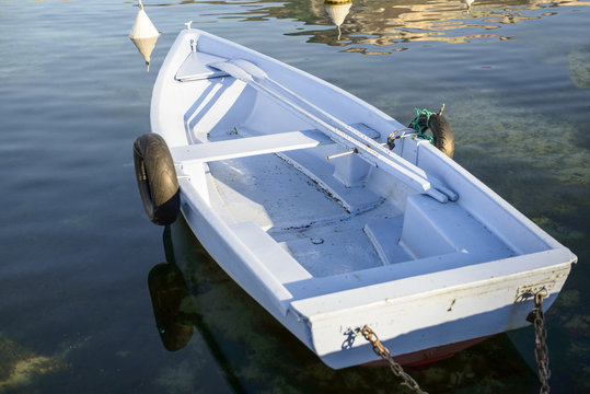 Small Blue Boat On The Water