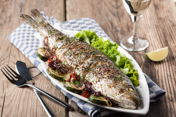 Baked fish with vegetables
