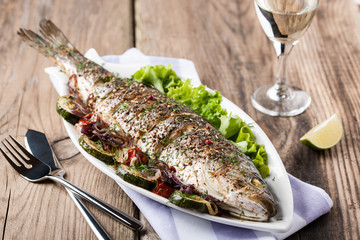 Baked fish with vegetables