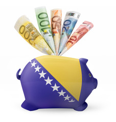 Piggy bank with the flag of Bosnia and Herzegovina .(series)