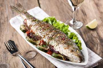 Baked fish with vegetables